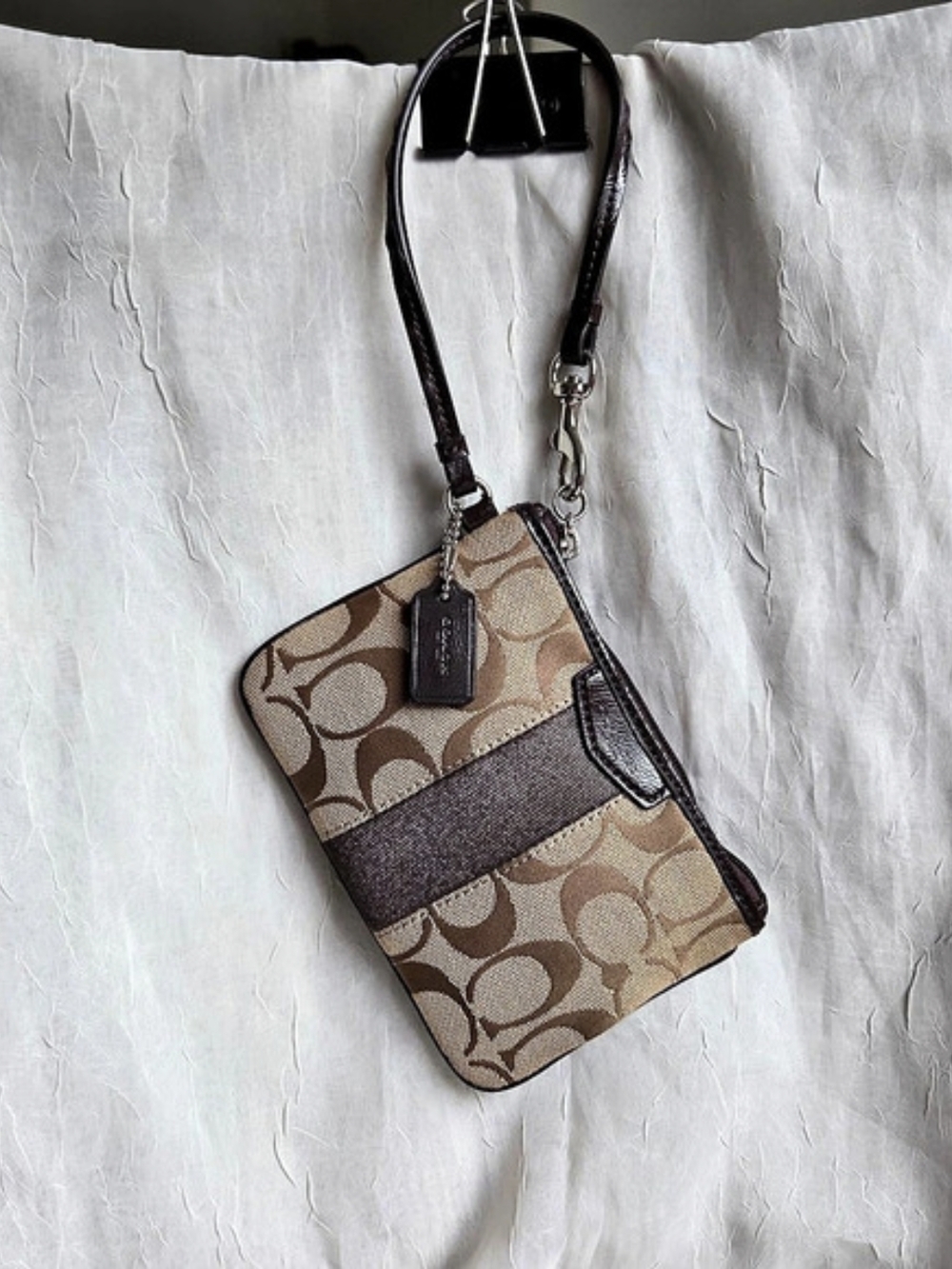 Coach Signature Stripe Small Wristlet